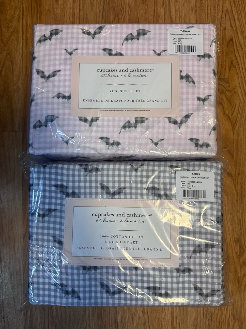 Cupcakes & Cashmere King Sheet Set 🦇 Bat Gingham | NEW | Pink